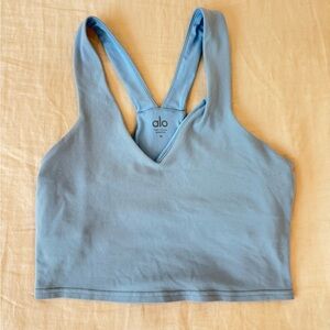 Alo Yoga Light Blue Crop Top with Built-In Sports Bra